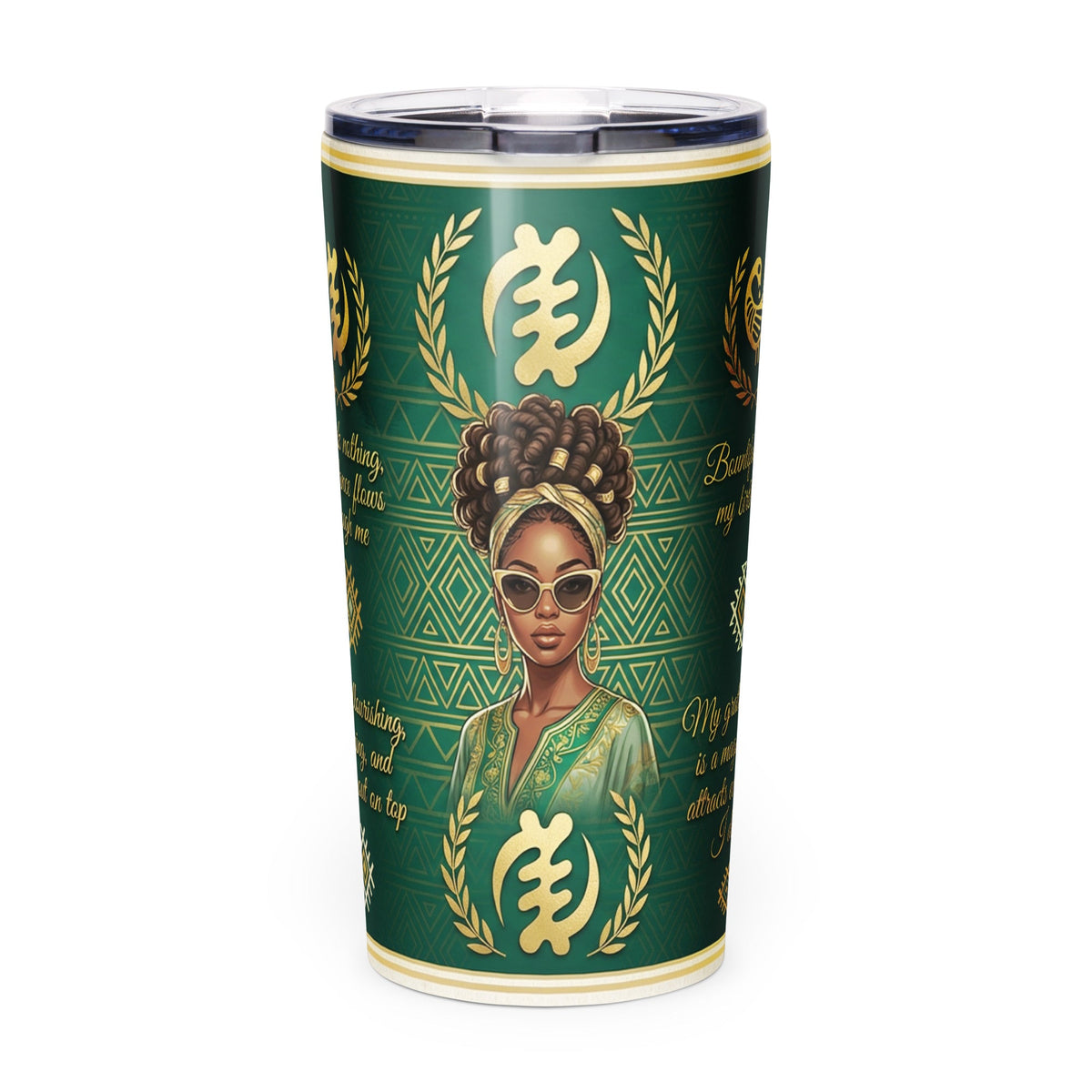Abundant Queen African Affirmation Tumbler for Black Women - Cimarron: Threads of Liberation
