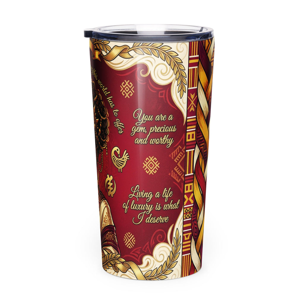 Divine Luxury African Affirmation Tumbler for Black Women - Cimarron: Threads of Liberation