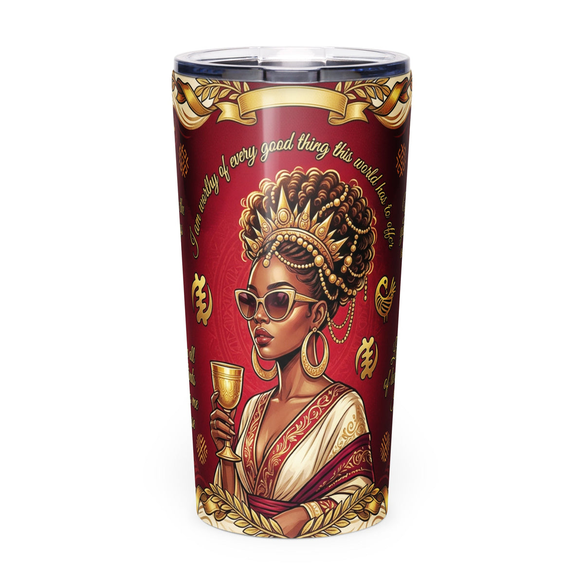Divine Luxury African Affirmation Tumbler for Black Women - Cimarron: Threads of Liberation