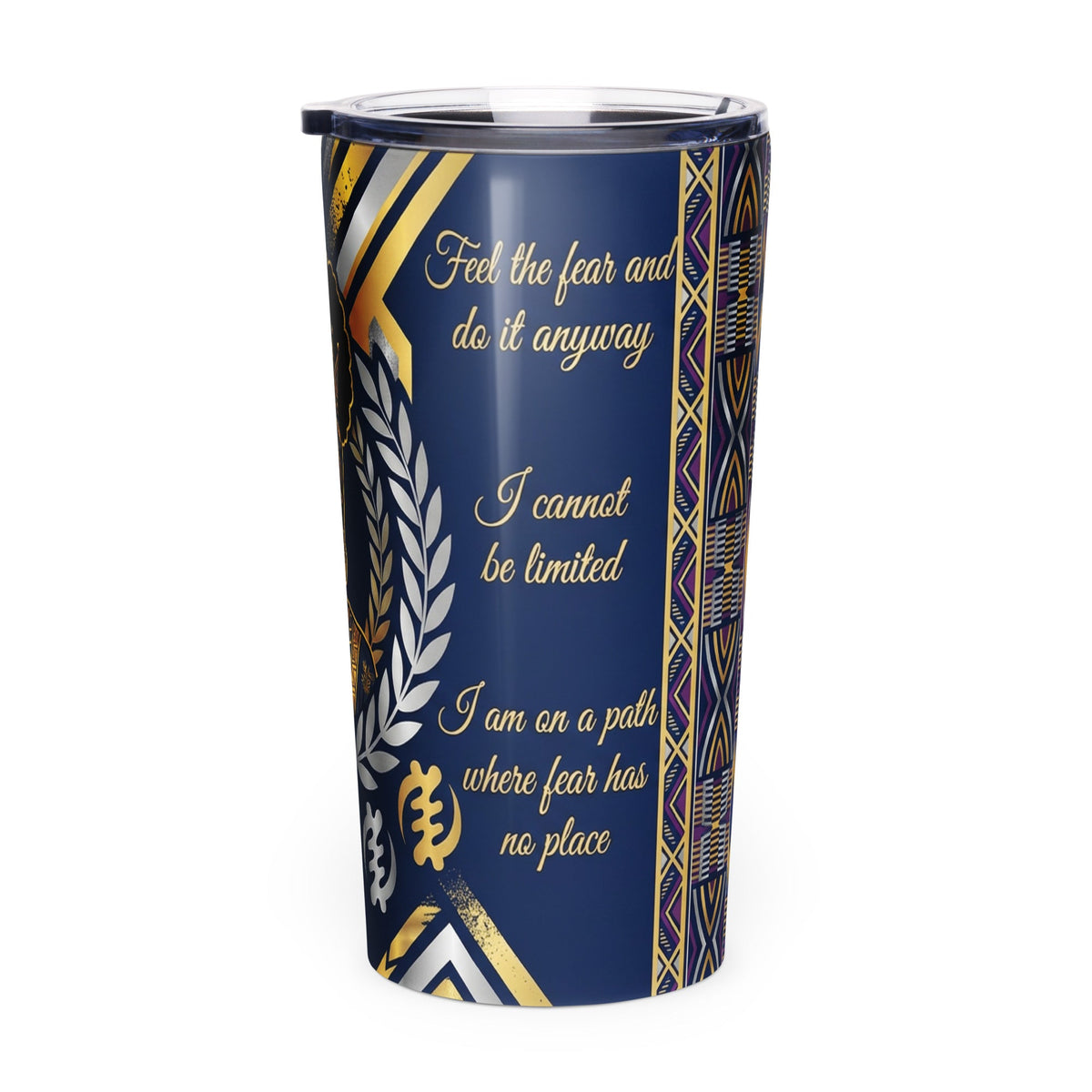 Fearless Power African Affirmation Tumbler for Black Women - Cimarron: Threads of Liberation