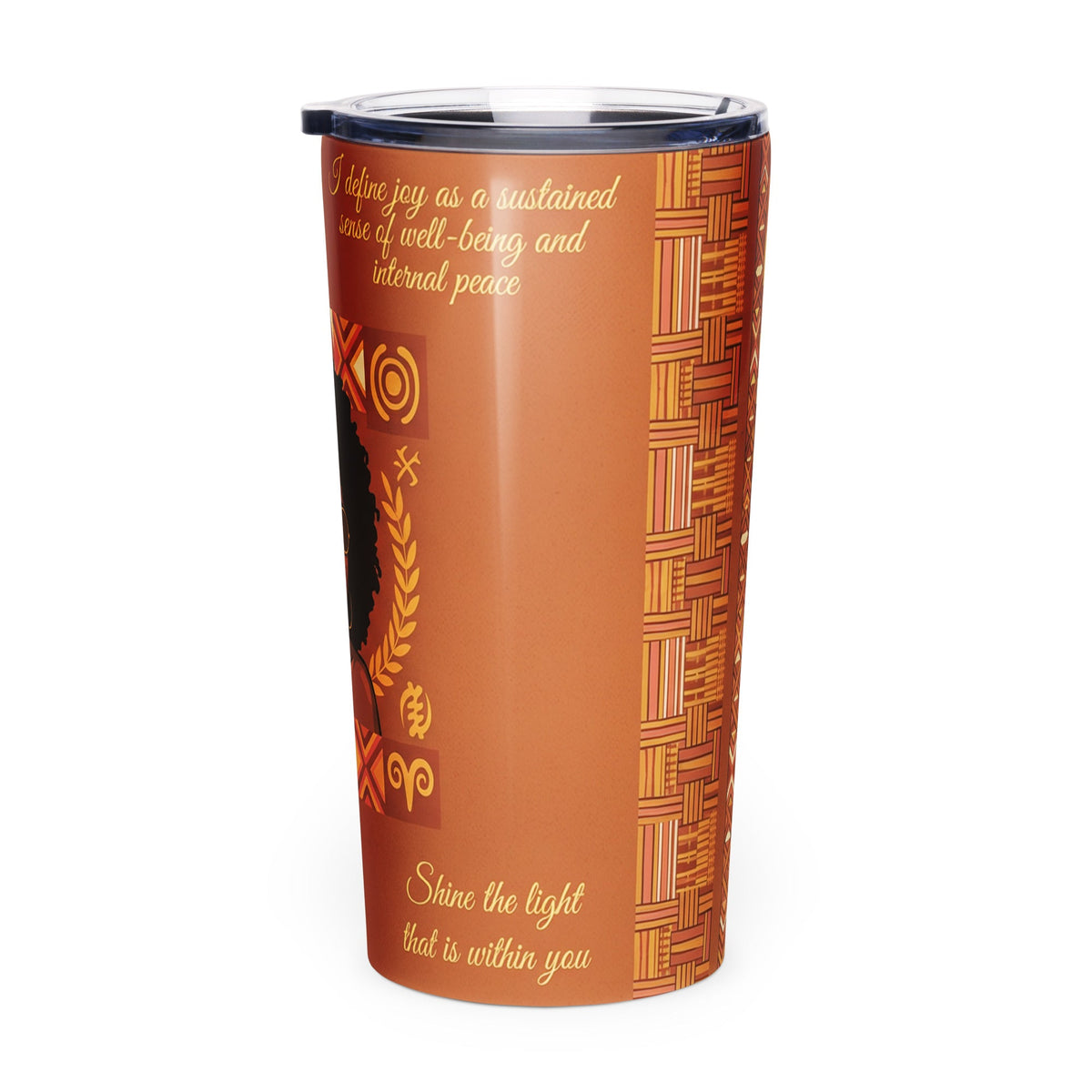 Radiant Joy African Affirmation Tumbler for Black Women - Cimarron: Threads of Liberation