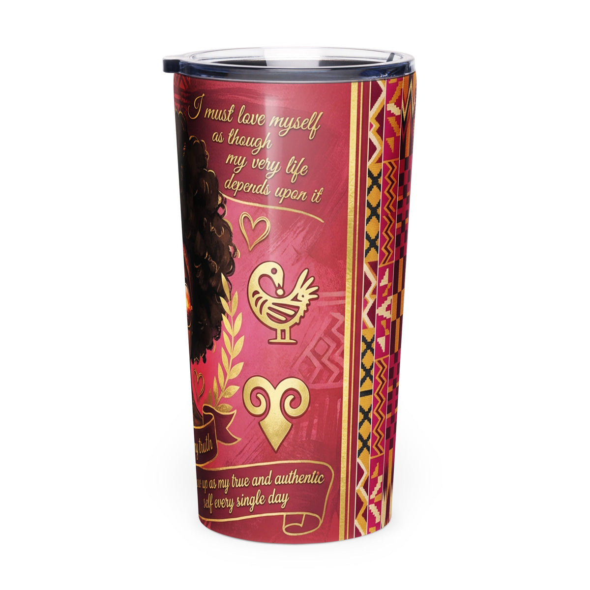 Sacred Love African Affirmation Tumbler for Black Women - Self - Love & Authenticity - Cimarron: Threads of Liberation
