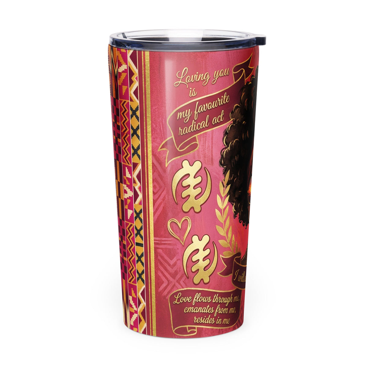 Sacred Love African Affirmation Tumbler for Black Women - Self - Love & Authenticity - Cimarron: Threads of Liberation